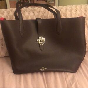 Kate Spade Deep Plum Tote with Flower Clasp